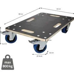 Lot de 2 chariots de transport ECD Germany à roulettes avec 2 à frein 40x60 cm roues pivotantes