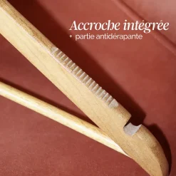 Lot de 40 cintres 44.5 cm pour vêtements adulte premium + avec crochet pivotant à 360 degrés - Bois clair - Vivezen