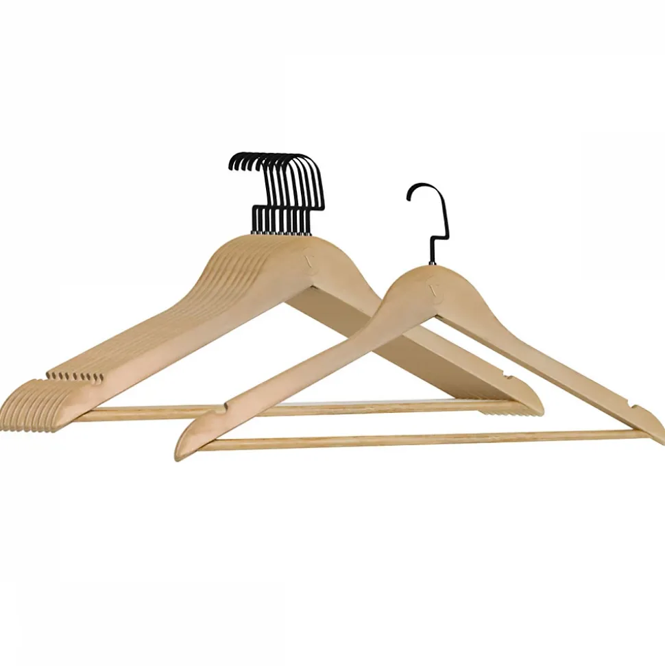 Lot de 40 cintres 44.5 cm pour vêtements adulte premium + avec crochet pivotant à 360 degrés - Bois clair - Vivezen