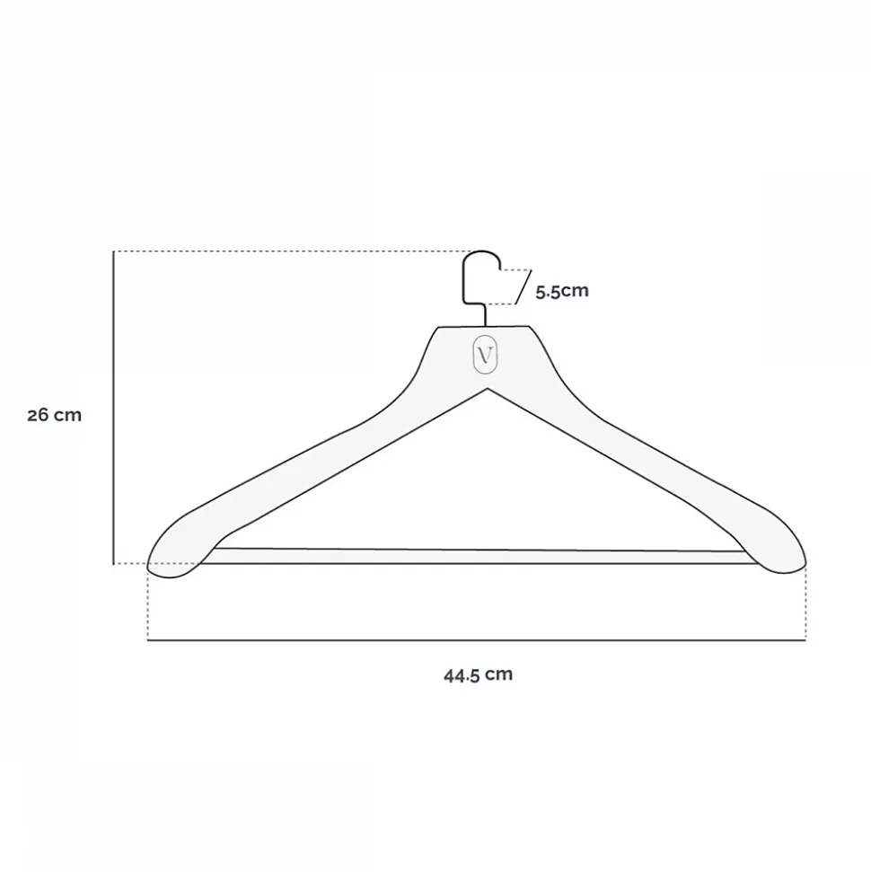 Lot de 12 cintres 44.5 cm pour manteau adulte premium avec crochet pivotant à 360 degrés - Noir - Vivezen