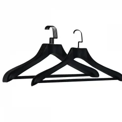 Lot de 12 cintres 44.5 cm pour manteau adulte premium avec crochet pivotant à 360 degrés - Noir - Vivezen