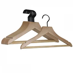 Lot de 20 cintres 32 cm pour vêtements enfant premium avec crochet pivotant à 360 degrés - Bois clair - Vivezen