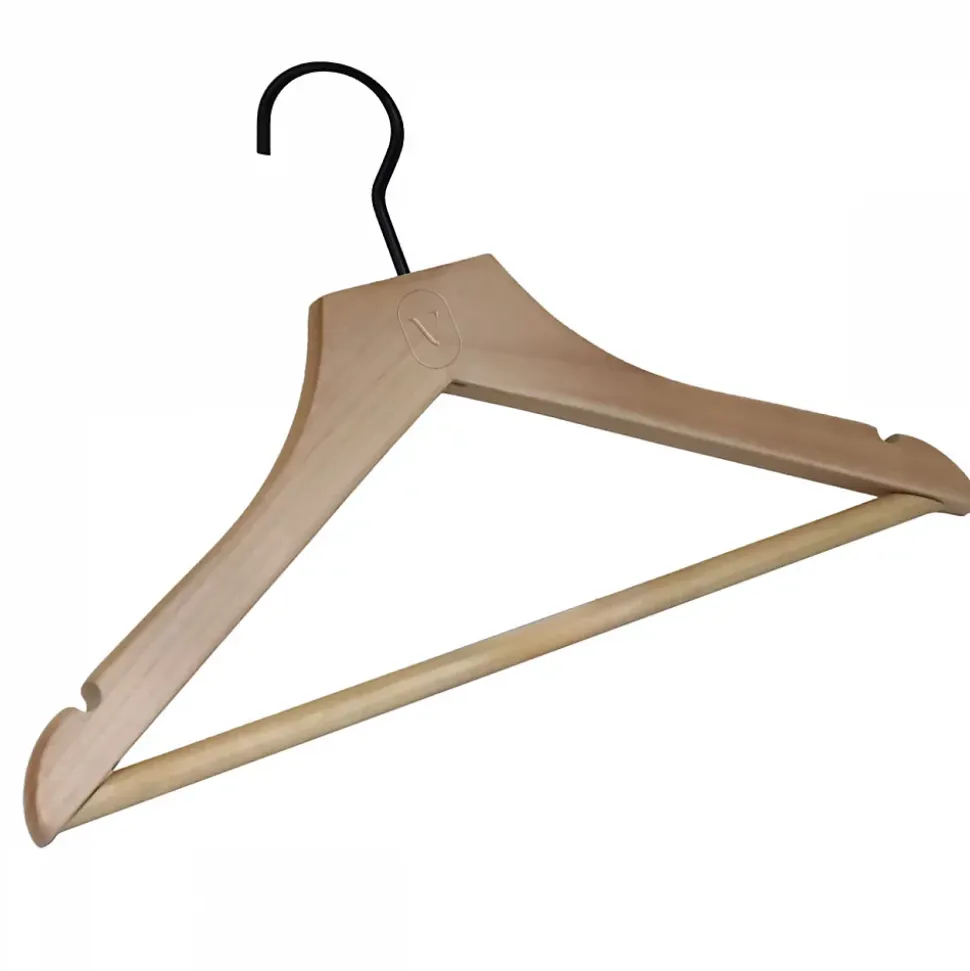 Lot de 20 cintres 32 cm pour vêtements enfant premium avec crochet pivotant à 360 degrés - Bois clair - Vivezen