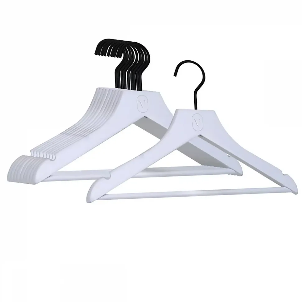 Lot de 10 cintres 32 cm pour vêtements enfant premium avec crochet pivotant à 360 degrés - Blanc - Vivezen