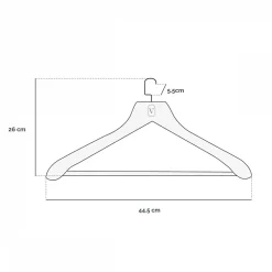 Lot de 4 cintres 44.5 cm pour manteau adulte premium avec crochet pivotant à 360 degrés - Noir - Vivezen