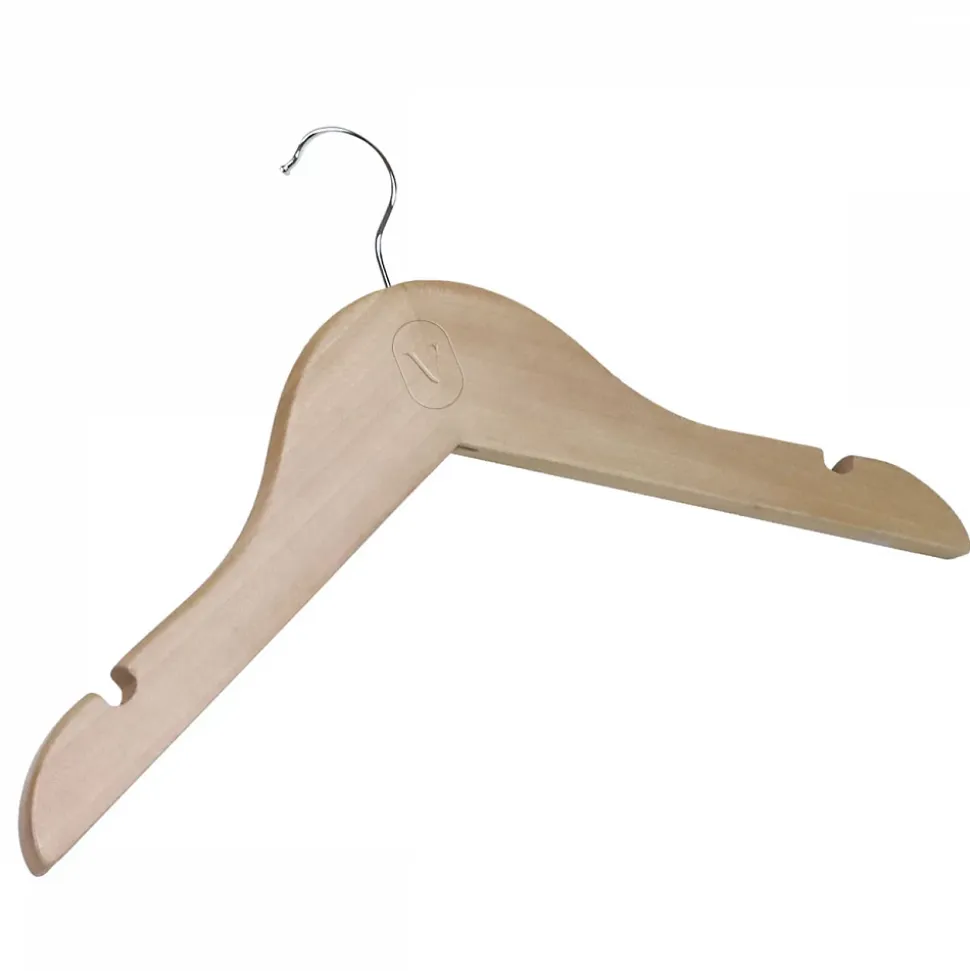 Lot de 10 cintres 28.5 cm pour vêtements bébé avec crochet pivotant à 360 degrés - Bois clair - Vivezen