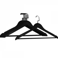 Lot de 10 cintres 44.5 cm pour vêtements adulte premium + avec crochet pivotant à 360 degrés - Noir - Vivezen