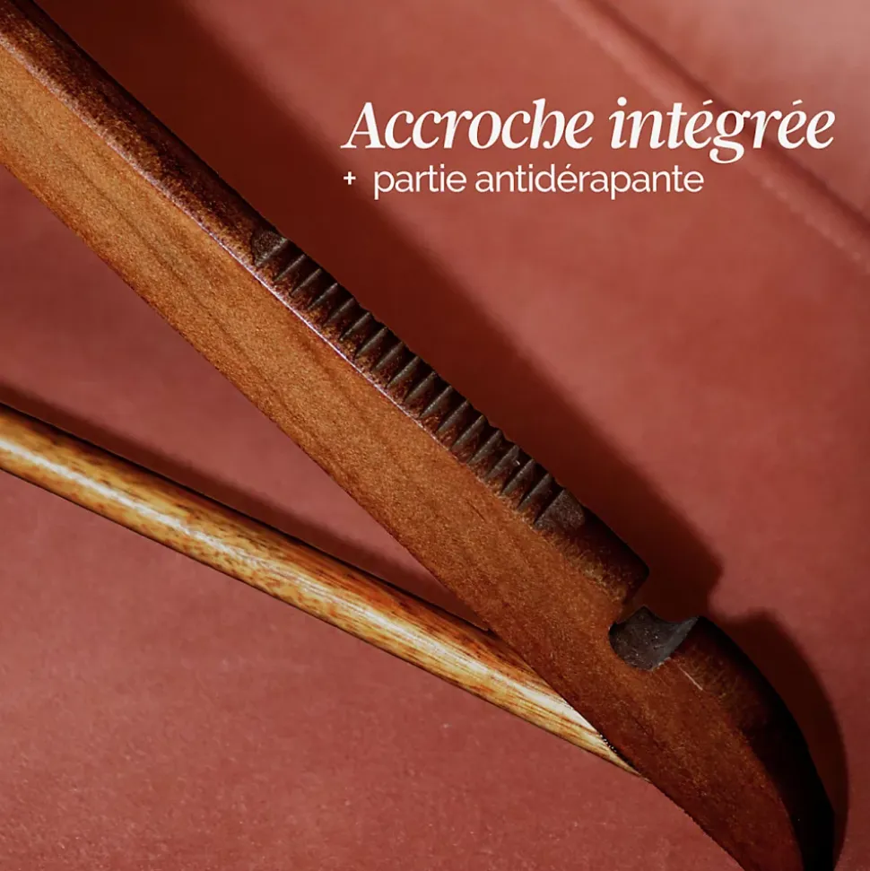 Lot de 10 cintres 44.5 cm pour vêtements adulte premium avec crochet pivotant à 360 degrés - Bois foncé - Vivezen