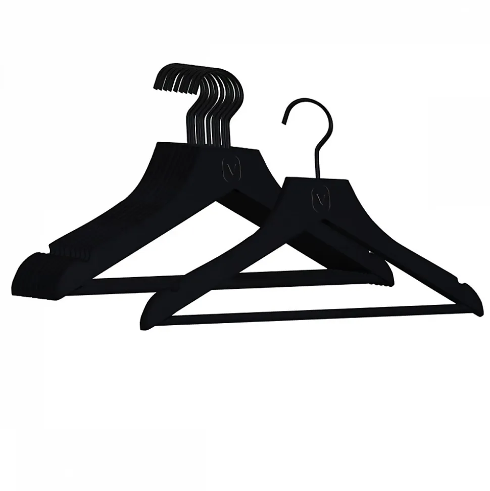 Lot de 20 cintres 32 cm pour vêtements enfant premium avec crochet pivotant à 360 degrés - Noir - Vivezen