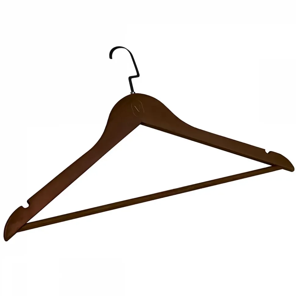 Lot de 20 cintres 44.5 cm pour vêtements adulte premium + avec crochet pivotant à 360 degrés - Bois foncé - Vivezen