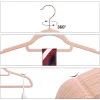 Lot de 50 cintres Antidérapants en velours Rose avec Crochets Pivotants