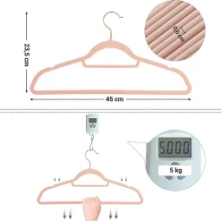 Lot de 50 cintres Antidérapants en velours Rose avec Crochets Pivotants