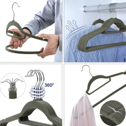 Lot de 20 Cintres Antidérapants en velours avec crochets pivotants