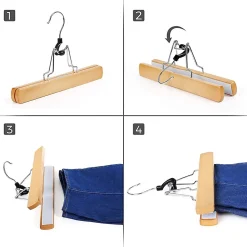 Lot de 12 cintres antidérapants avec pinces pour pantalons - L25 x H17 cm