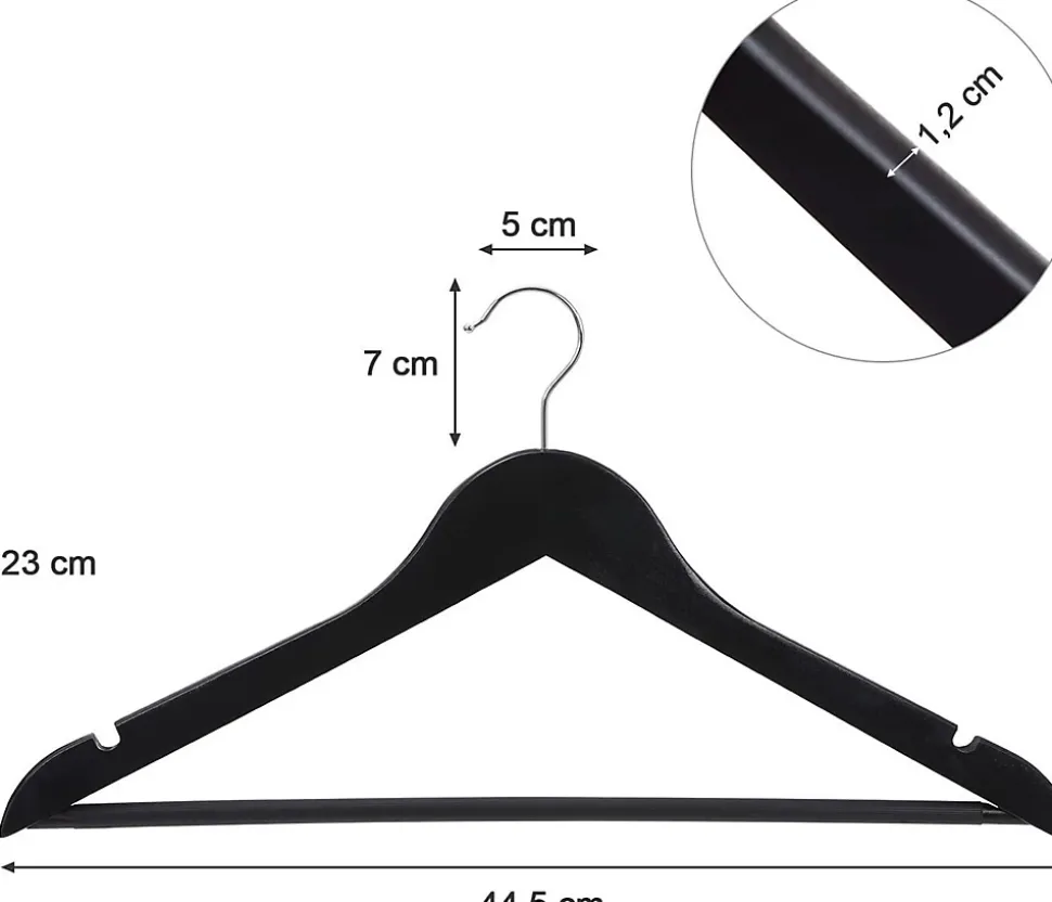 Lot de 50 cintres Cintres en bois noir Helloshop26