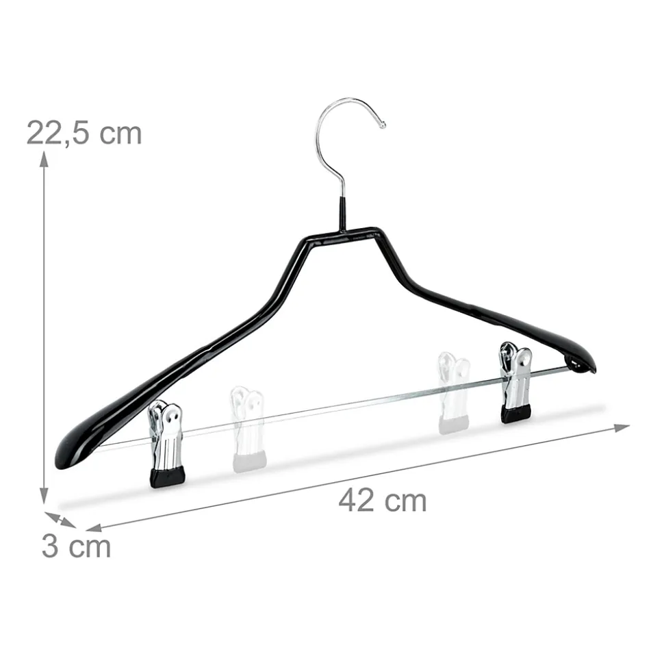Lot de 10 cintres costumes antiderapant noir Helloshop26