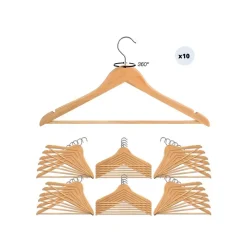 Lot de 10 Cintres en bois à Tête rotative MSV