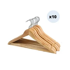 Lot de 10 Cintres en bois à Tête rotative MSV