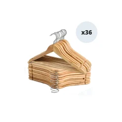 Lot de 36 cintres en bois à Tête en métal chromé pivotante MSV