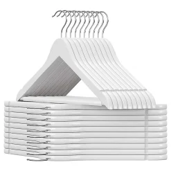 Lot de 20 Cintres en bois blanc avec Crochets pivotants