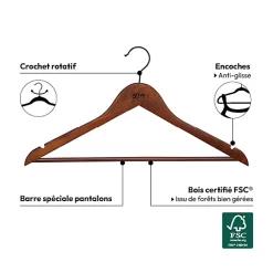 Lot de 2 cintres en bois foncé - Marron tonka- 5five