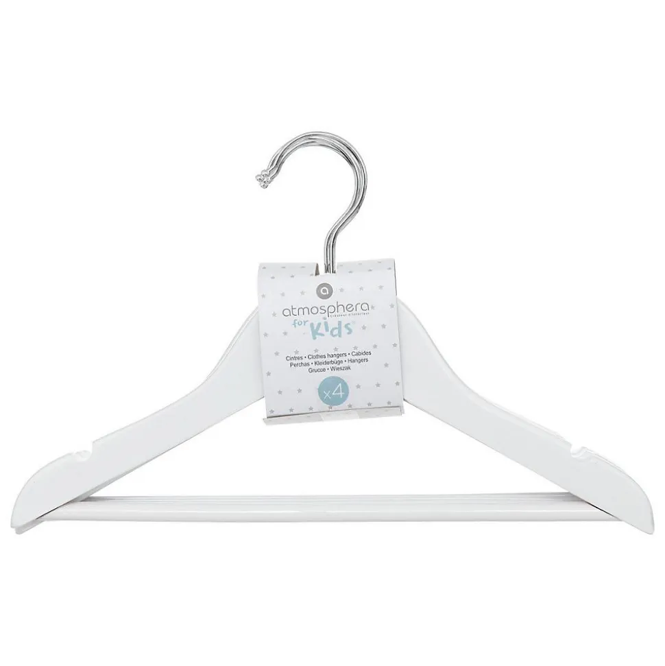 Lot de 4 cintres en bois L32cm blanc - Atmosphera