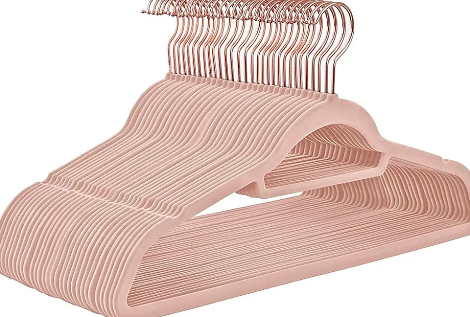 Lot de 30 cintres en velours rose Helloshop26