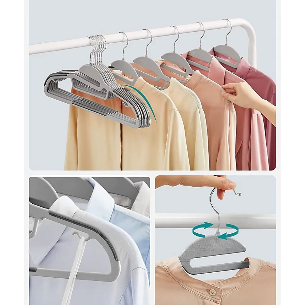 Lot de 20 Cintres Multifonctions en Plastique Gris