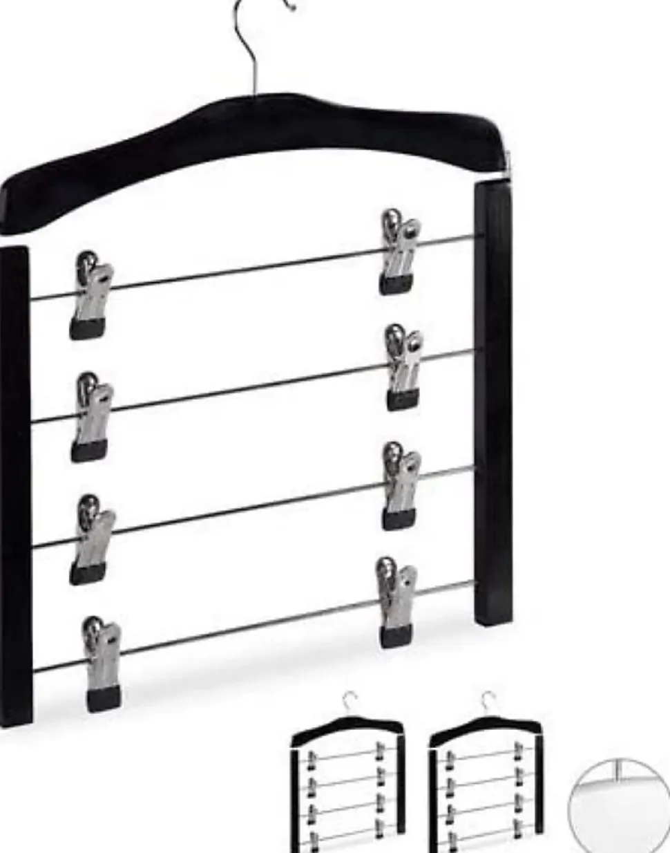 Lot de 3 cintres multiple en bois noir Helloshop26