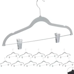 Lot de 12 cintres pinces en gris Helloshop26