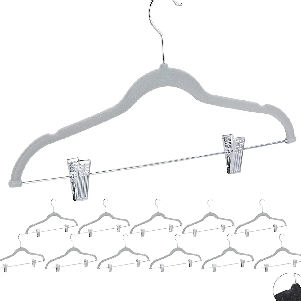 Lot de 12 cintres pinces en gris Helloshop26