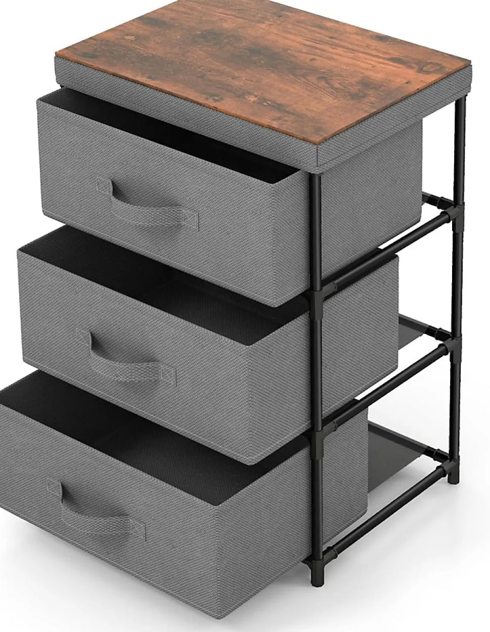 Lot de 2 Commodes de Rangement 3 Tiroirs, avec Tiroirs en Tissu, avec Tiroirs Amovibles et Pliables (30P x 40l x 62H cm)