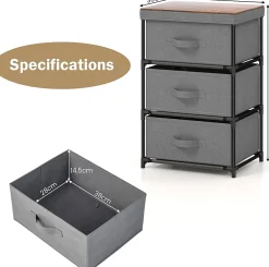 Lot de 2 Commodes de Rangement 3 Tiroirs, avec Tiroirs en Tissu, avec Tiroirs Amovibles et Pliables (30P x 40l x 62H cm)
