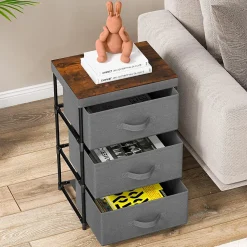 Lot de 2 Commodes de Rangement 3 Tiroirs Cadre Métallique, avec Tiroirs Amovibles et Pliables (30P x 40l x 62H cm )