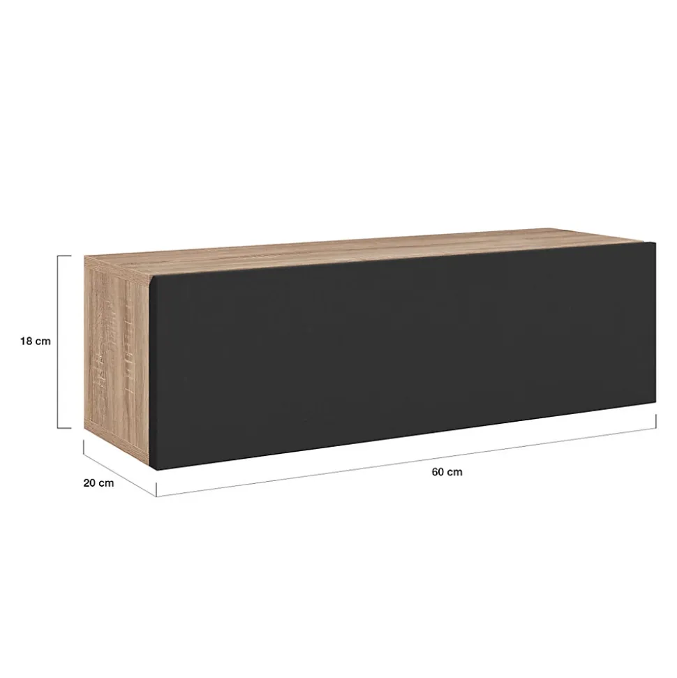 Lot de 2 consoles suspendues étagères murales ELYOS 1 porte bois et noir