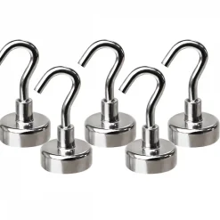 Lot de 5 crochets magnétiques anti-rouille diamètre 3 mm - KN20 - Chromé - Linxor