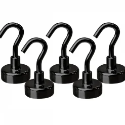 Lot de 5 crochets magnétiques anti-rouille diamètre 3 mm - KN20 - Noir - Linxor