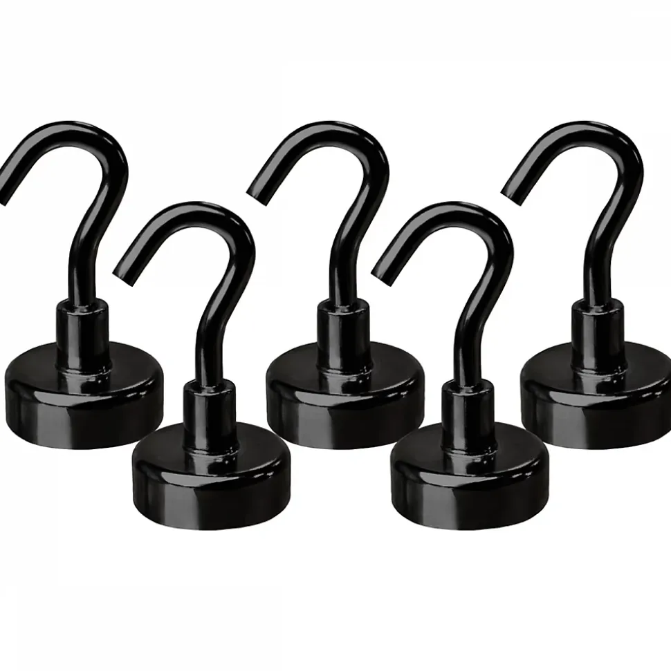 Lot de 5 crochets magnétiques anti-rouille diamètre 3 mm - KN20 - Noir - Linxor