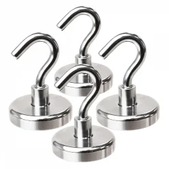Lot de 4 crochets magnétiques anti-rouille diamètre 4mm - KN36 - Chromé - Linxor