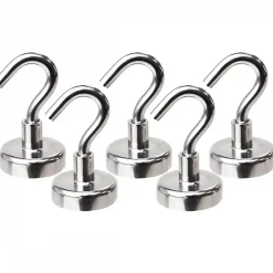 Lot de 5 crochets magnétiques anti-rouille diamètre 4 mm - KN25 - Chromé - Linxor