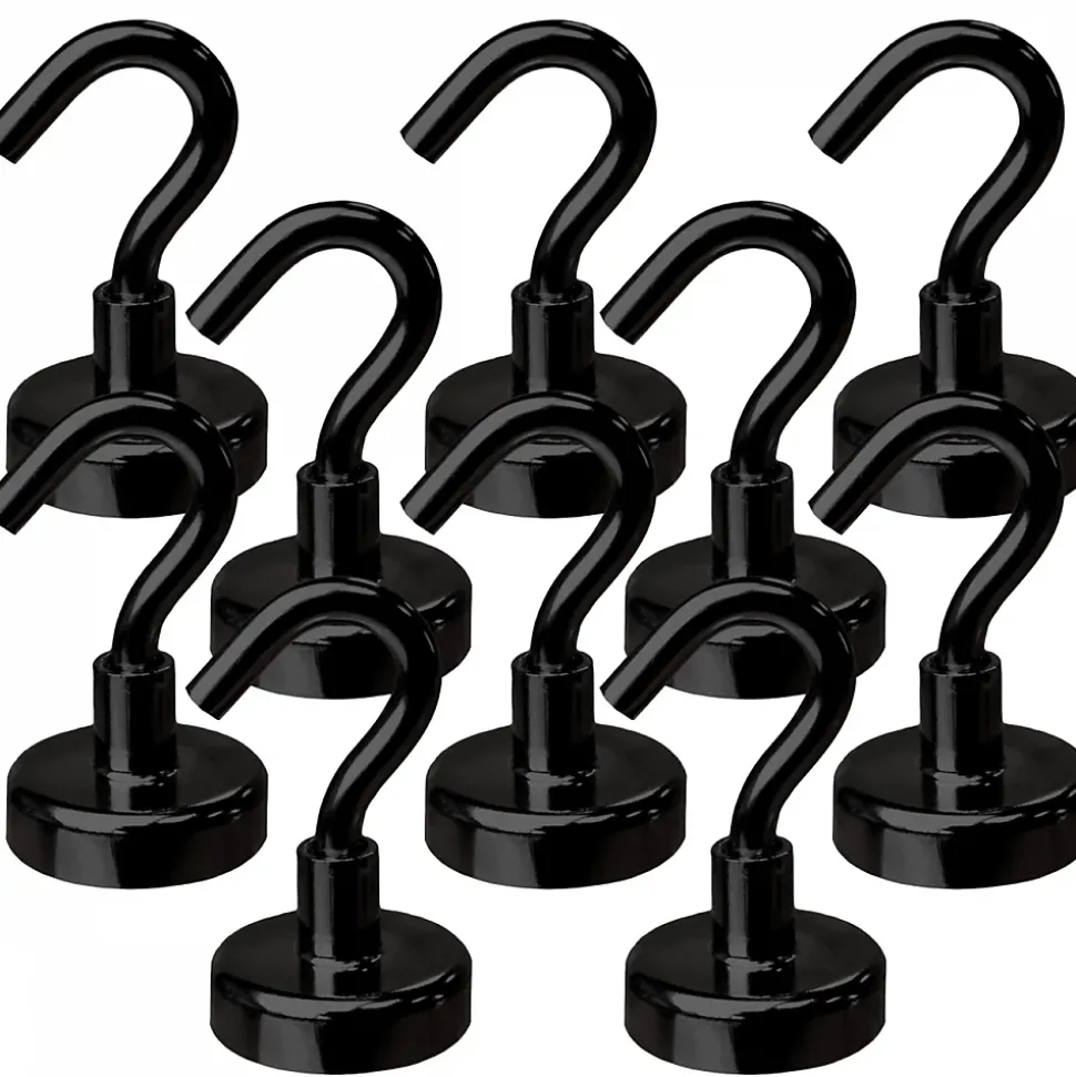Lot de 10 crochets magnétiques anti-rouille diamètre 4 mm - KN25 - Noir - Linxor