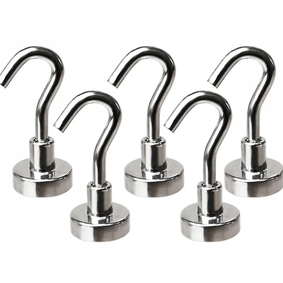 Lot de 5 crochets magnétiques - KN16 - Chromé