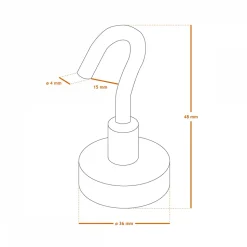 Lot de 2 crochets magnétiques anti-rouille diamètre 4mm - KN36 - Chromé - Linxor