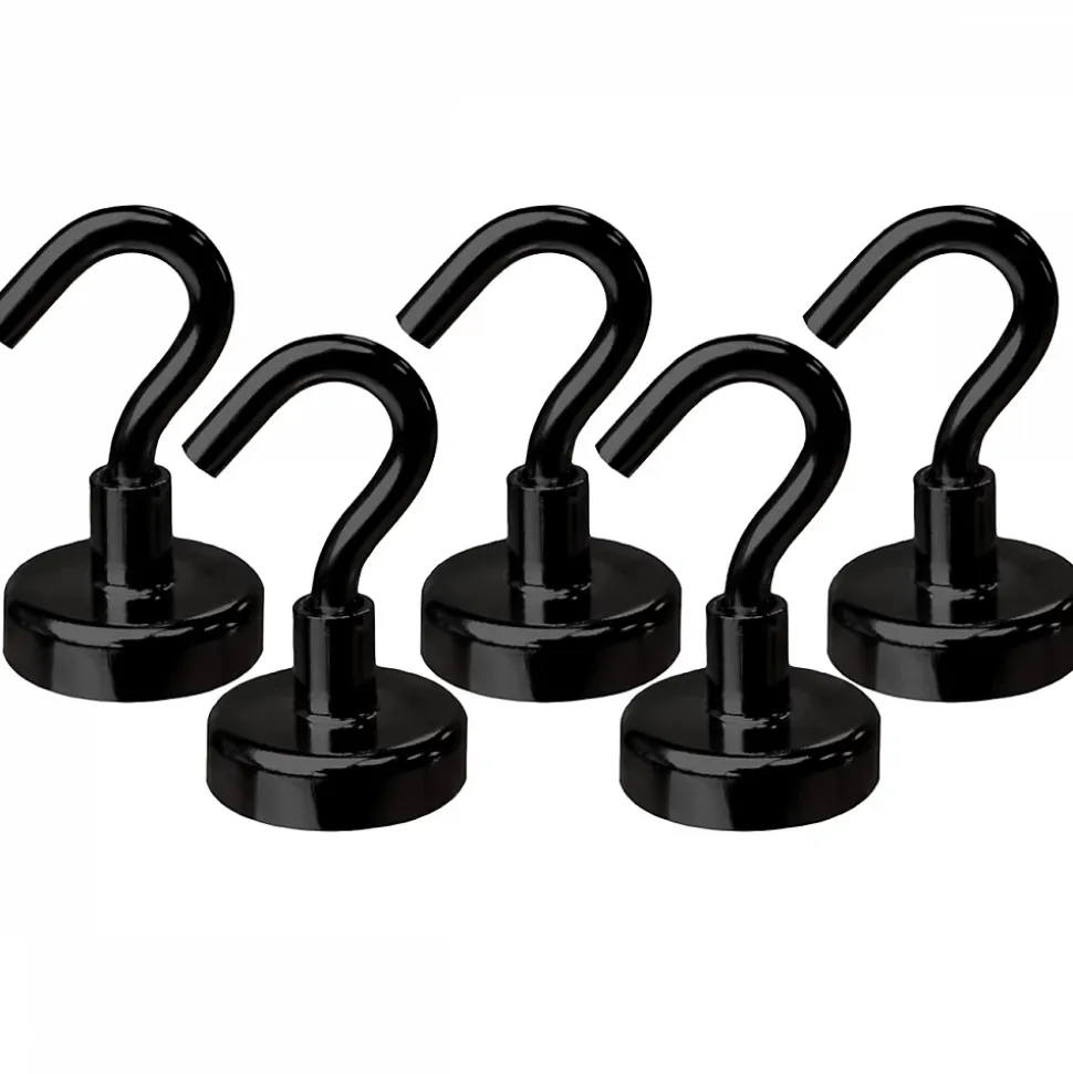 Lot de 5 crochets magnétiques anti-rouille diamètre 4 mm - KN25 - Noir - Linxor