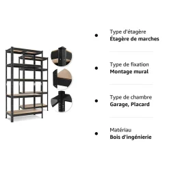 Lot de 2 Etagères de Stockage - Etagère de Cave pour Charges Lourdes - Charge 875kg Max - Etagère d'Atelier Enfichable