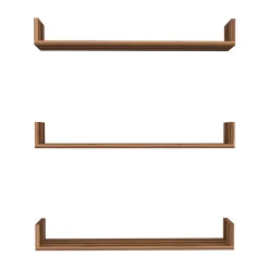 Lot de 3 Etagères murales Höganäs 12 x 90 x 15 cm effet noyer en.casa