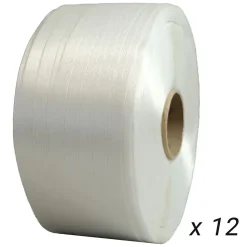 Lot de 12 Feuillards de cerclage fil à fil 19 mm x 600 m dont 2 OFFERTS - Feuillard Haute Résistance 550kg - TECPLAST LFF2