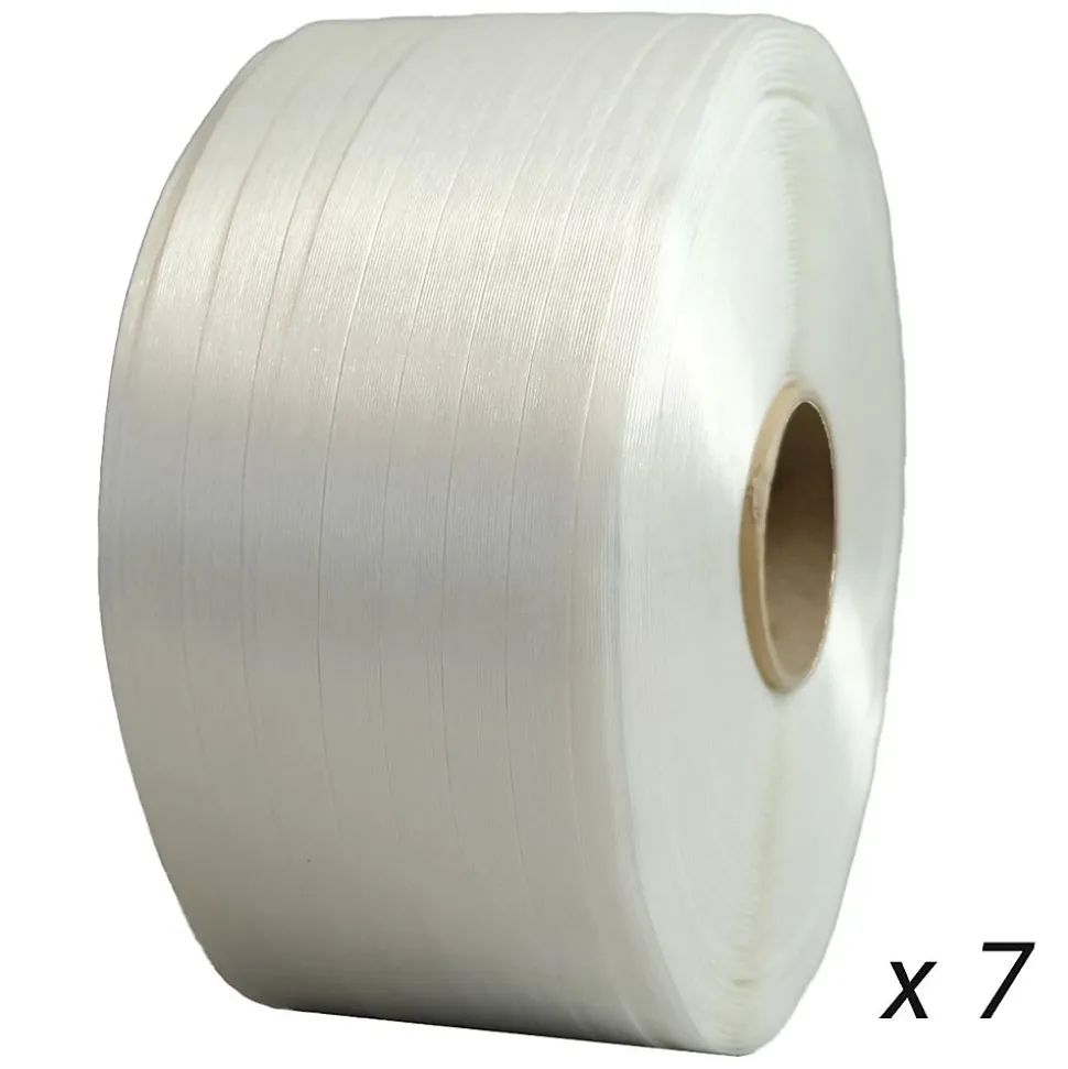 Lot de 7 Feuillards de cerclage fil à fil 19 mm x 600 m dont 1 OFFERT - Feuillard Haute Résistance 550kg - TECPLAST LFF1
