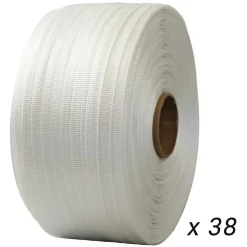 Lot de 38 Feuillards de cerclage tressés 19 mm x 500 m dont 8 OFFERTS - Feuillard Haute Résistance 750kg - TECPLAST LFT4