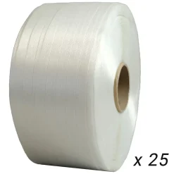 Lot de 25 Feuillards de cerclage fil à fil 16 mm x 850 m dont 5 OFFERTS - Feuillard Haute Résistance 450kg - TECPLAST LFF3